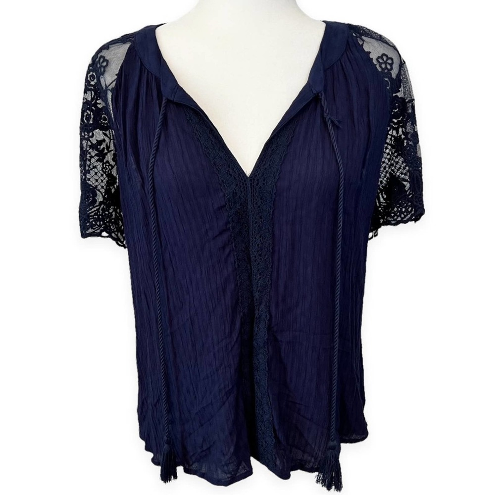 🌸 NWT Mason & Belle | Cirilla Embroidery V-Neck Short Lace Sleeve Boho Top
